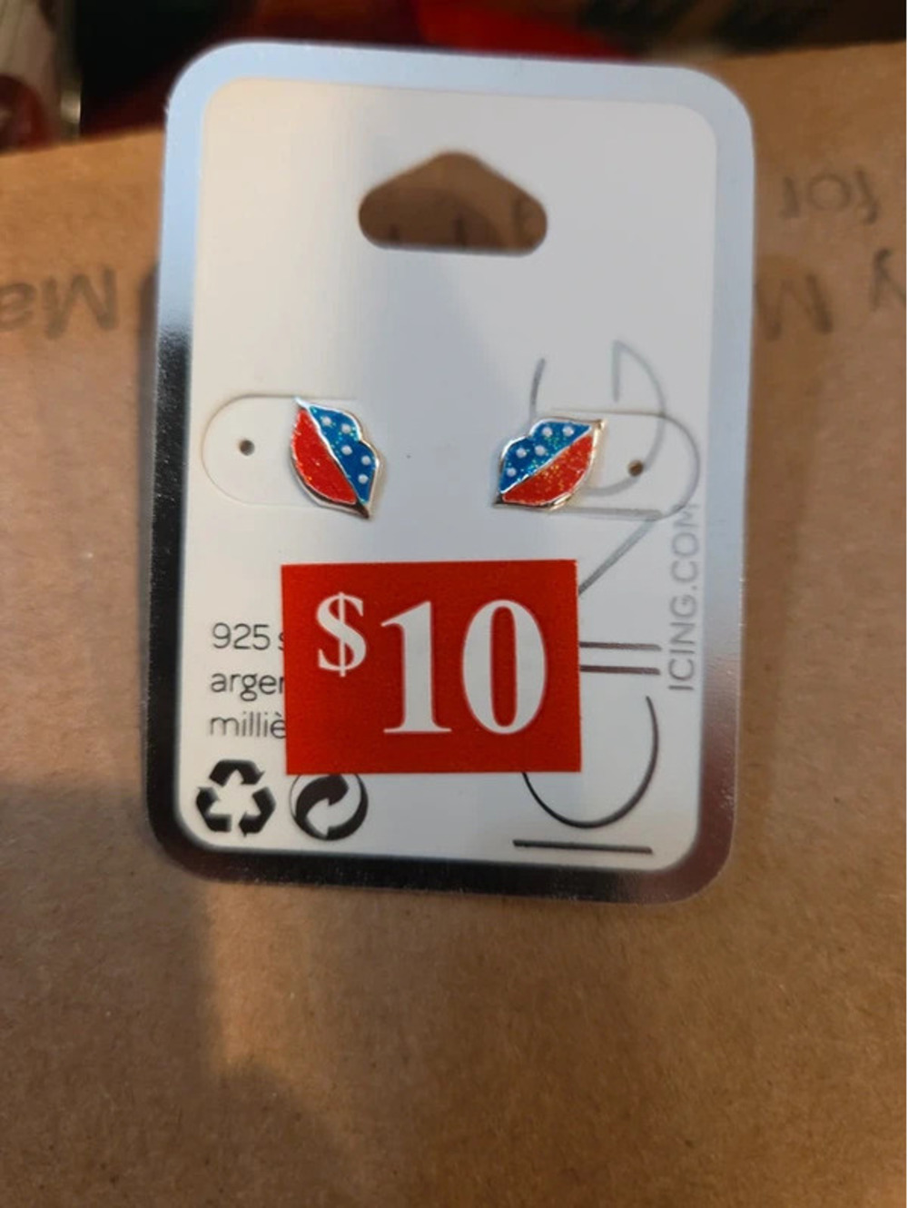 Lip earrings 925 sterling silver